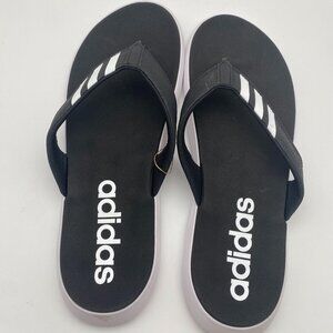 **NEW** ADIDAS COMFORT FLIP FLOP BLACK/WHITE US MEN'S SIZE 12, 13